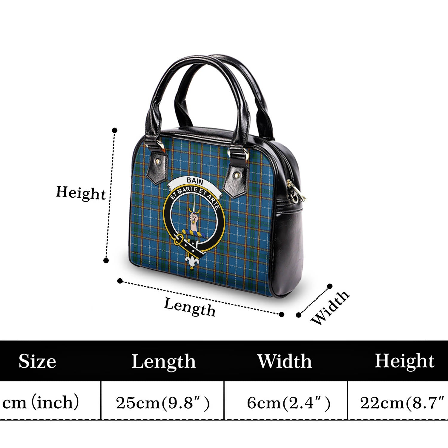 Bain Tartan Shoulder Handbags with Family Crest - Tartan Vibes Clothing