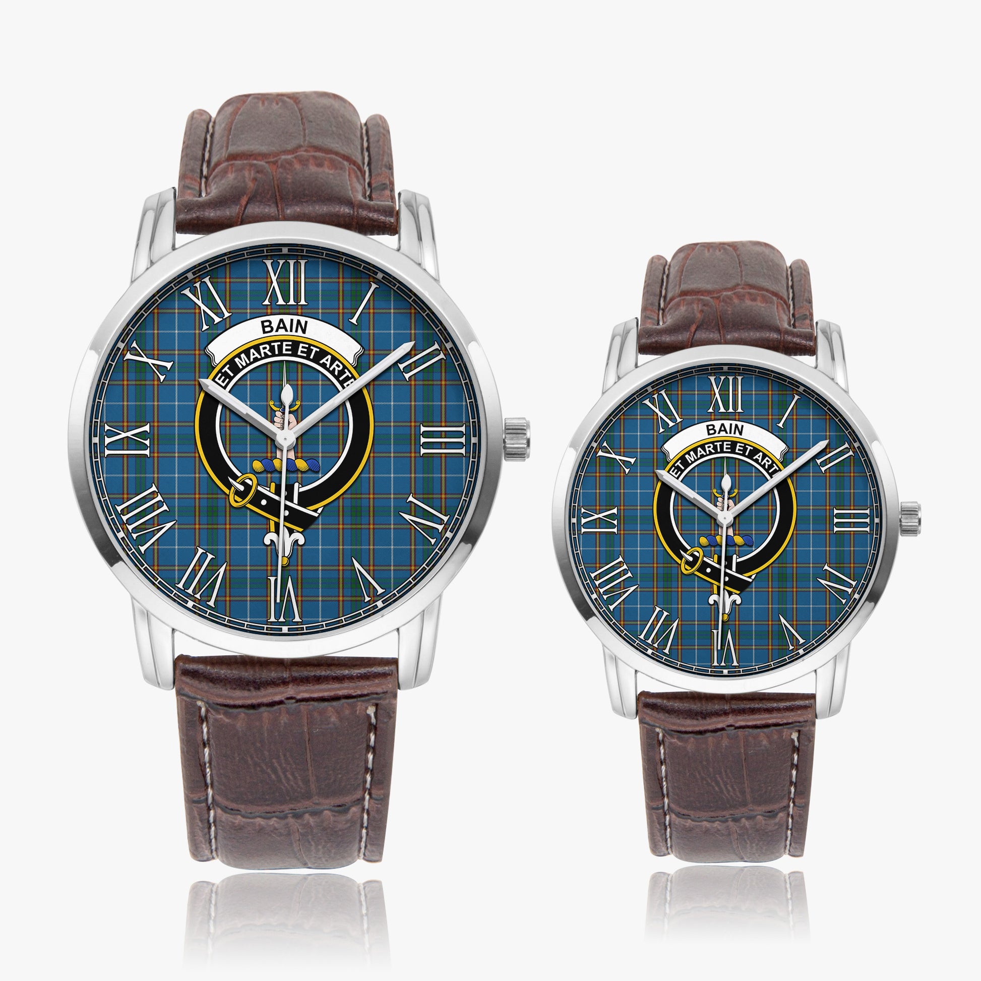 Bain Tartan Family Crest Leather Strap Quartz Watch - Tartan Vibes Clothing