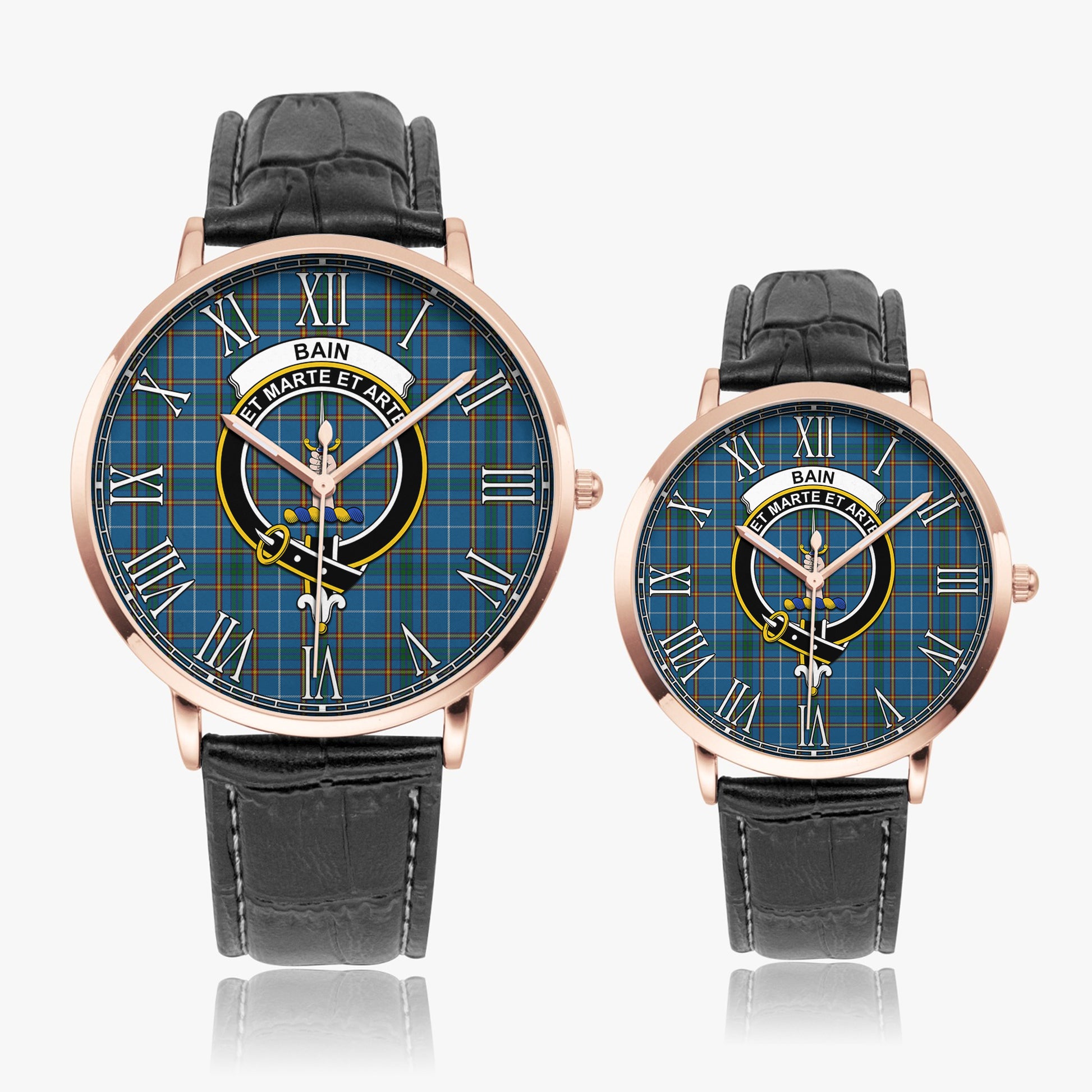 Bain Tartan Family Crest Leather Strap Quartz Watch - Tartan Vibes Clothing