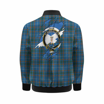 Bain Clan Crest In Me Tartan Kid Bomber Jacket Scotland Flag Style