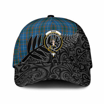 Bain Crest Tartan Classic Cap with New Zealand Silver Fern Half Style