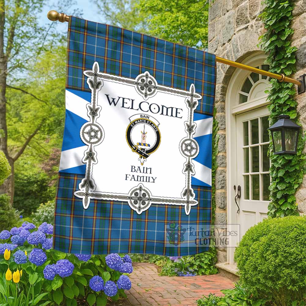 Bain Family Crest Tartan Welcome Garden Flag Saltire Harmony Style - Tartan Vibes Clothing