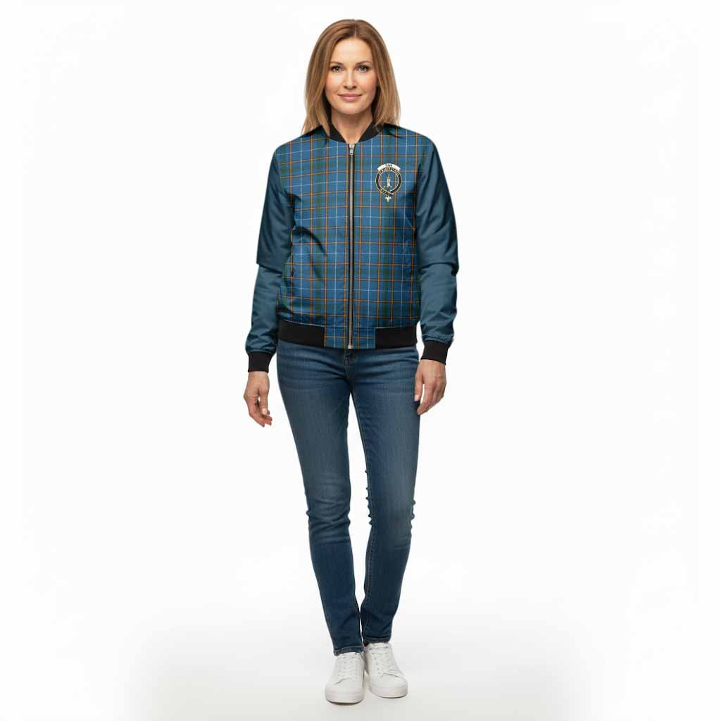 Bain Tartan Accent Bomber Jacket with Family Crest
