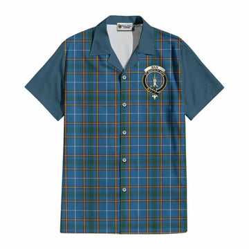 Bain Tartan Accent Cotton Hawaiian Shirt with Family Crest
