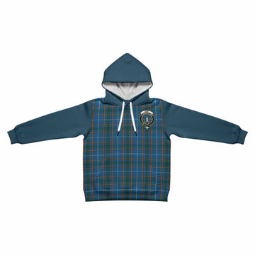Bain Tartan Accent Kid Hoodie with Family Crest