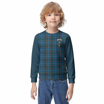 Bain Tartan Accent Kid Knitted Sweatshirt with Family Crest