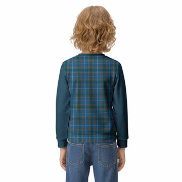 Bain Tartan Accent Kid Knitted Sweatshirt with Family Crest