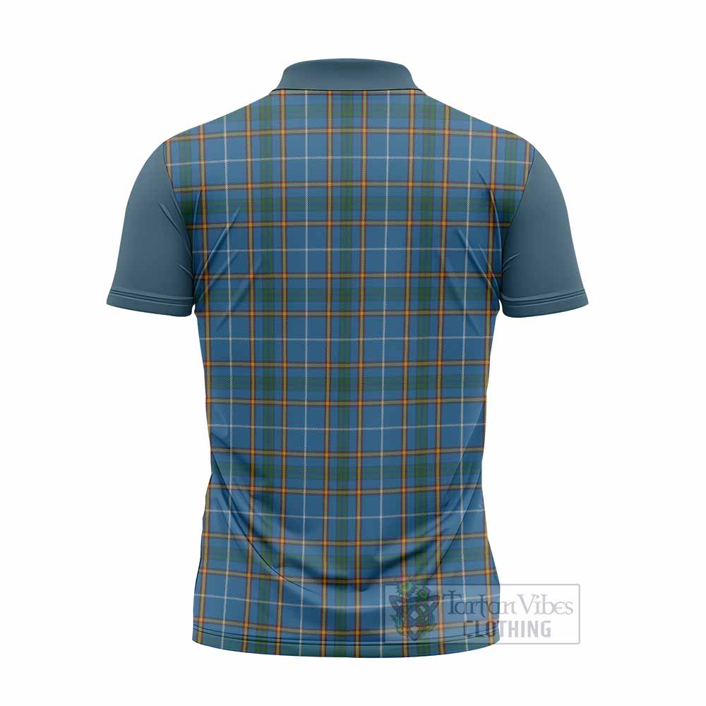 Bain Tartan Accent Zipper Polo Shirt with Family Crest