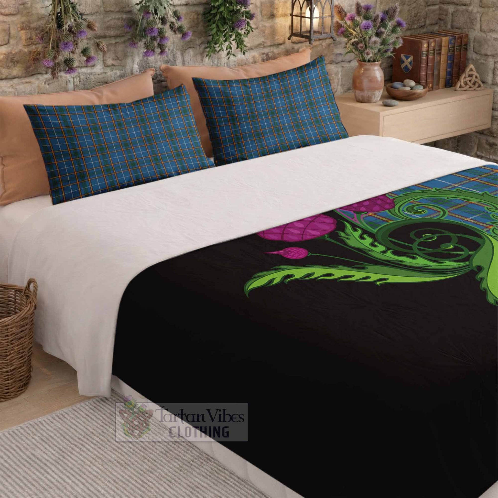 Bain Tartan Bedding Set Traditional Scottish Thistle - Tartan Vibes Clothing