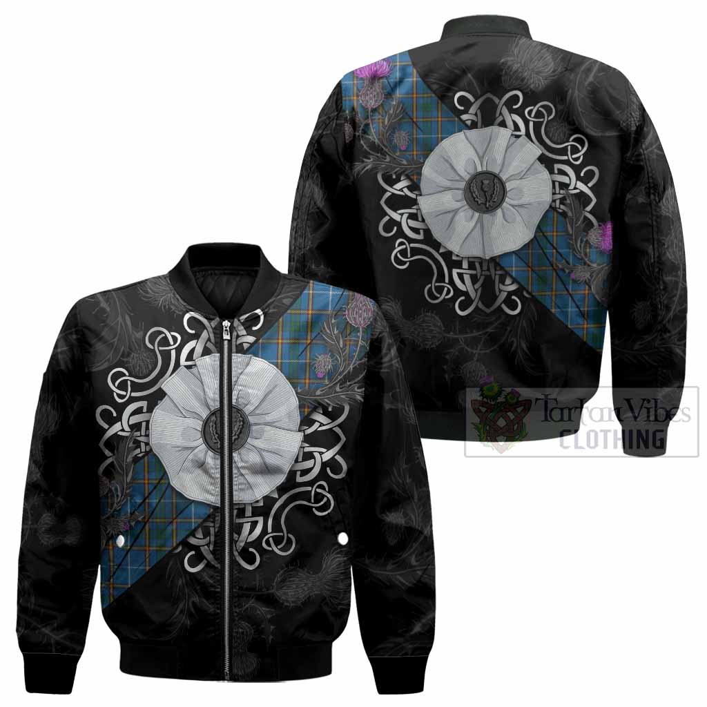 Bain Tartan Bomber Jacket Jacobite White Rose - Tartan Vibes Clothing
