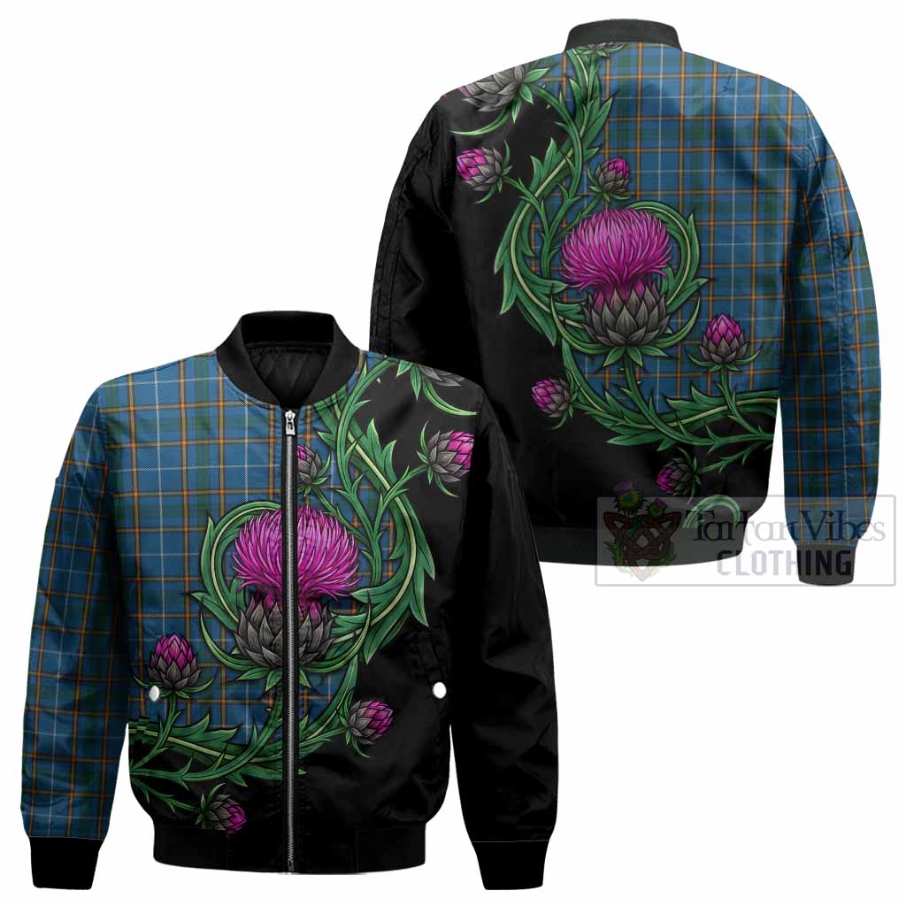 Bain Tartan Bomber Jacket Resilient Scottish Thistle - Tartan Vibes Clothing