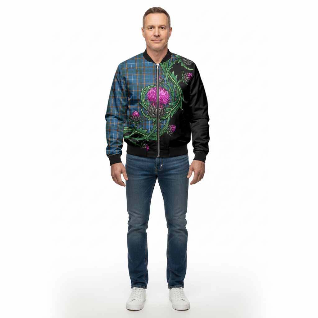 Bain Tartan Bomber Jacket Resilient Scottish Thistle - Tartan Vibes Clothing