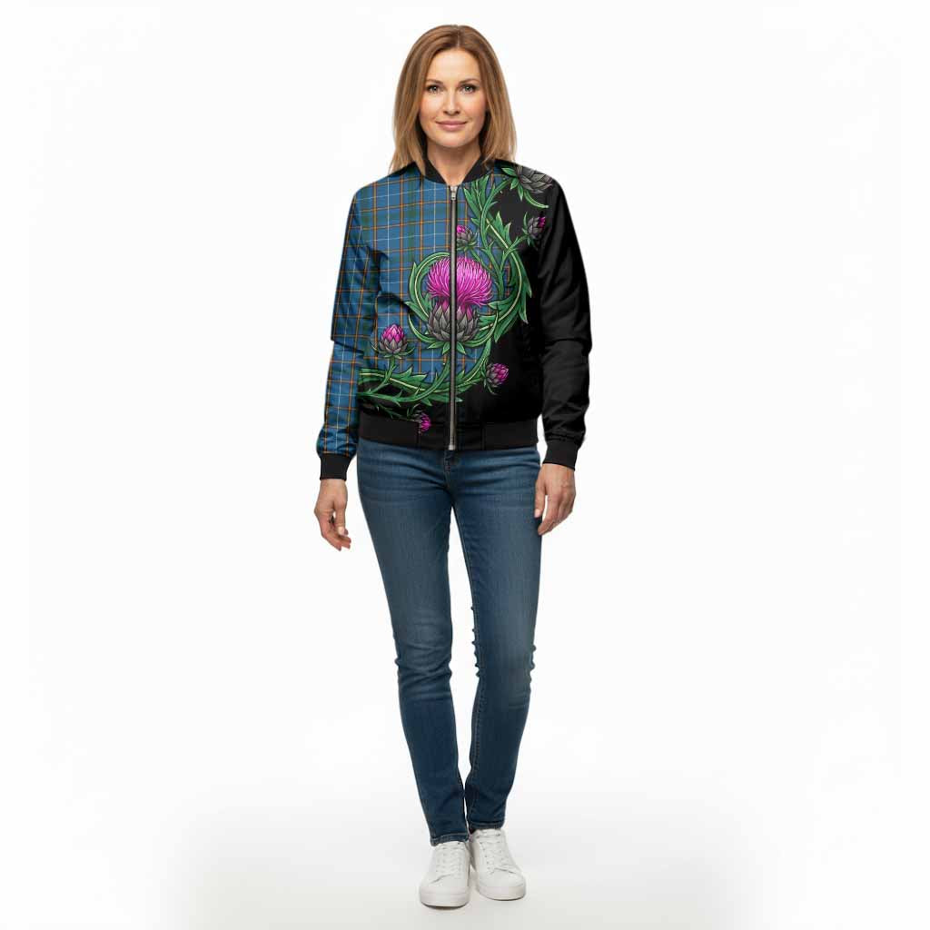 Bain Tartan Bomber Jacket Resilient Scottish Thistle - Tartan Vibes Clothing