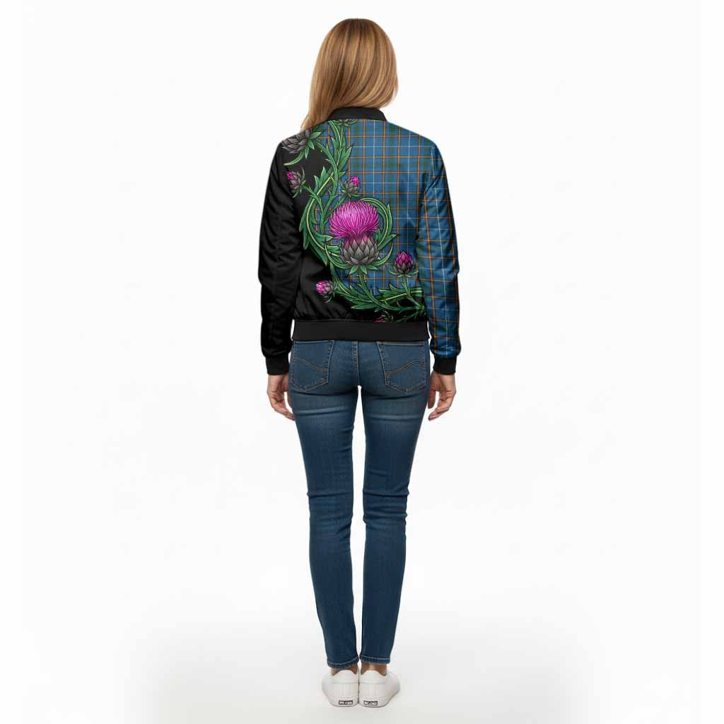 Bain Tartan Bomber Jacket Resilient Scottish Thistle - Tartan Vibes Clothing