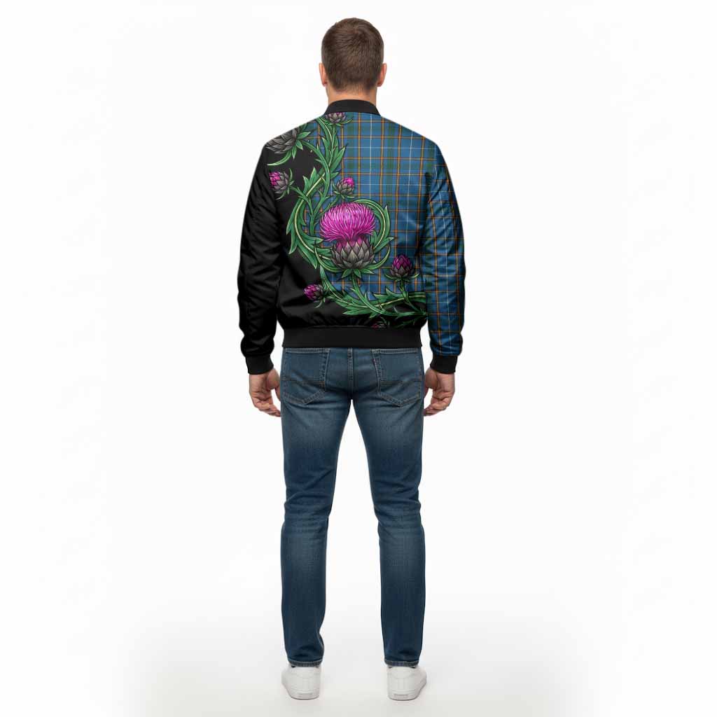 Bain Tartan Bomber Jacket Resilient Scottish Thistle - Tartan Vibes Clothing