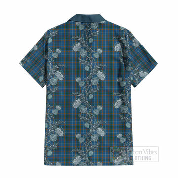 Bain Tartan Cotton Hawaiian Shirt Seamless Scottish Thistle Flowers