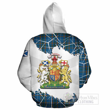 Bain Tartan Cotton Hoodie with Family Crest and Lion Rampant Grunge Style