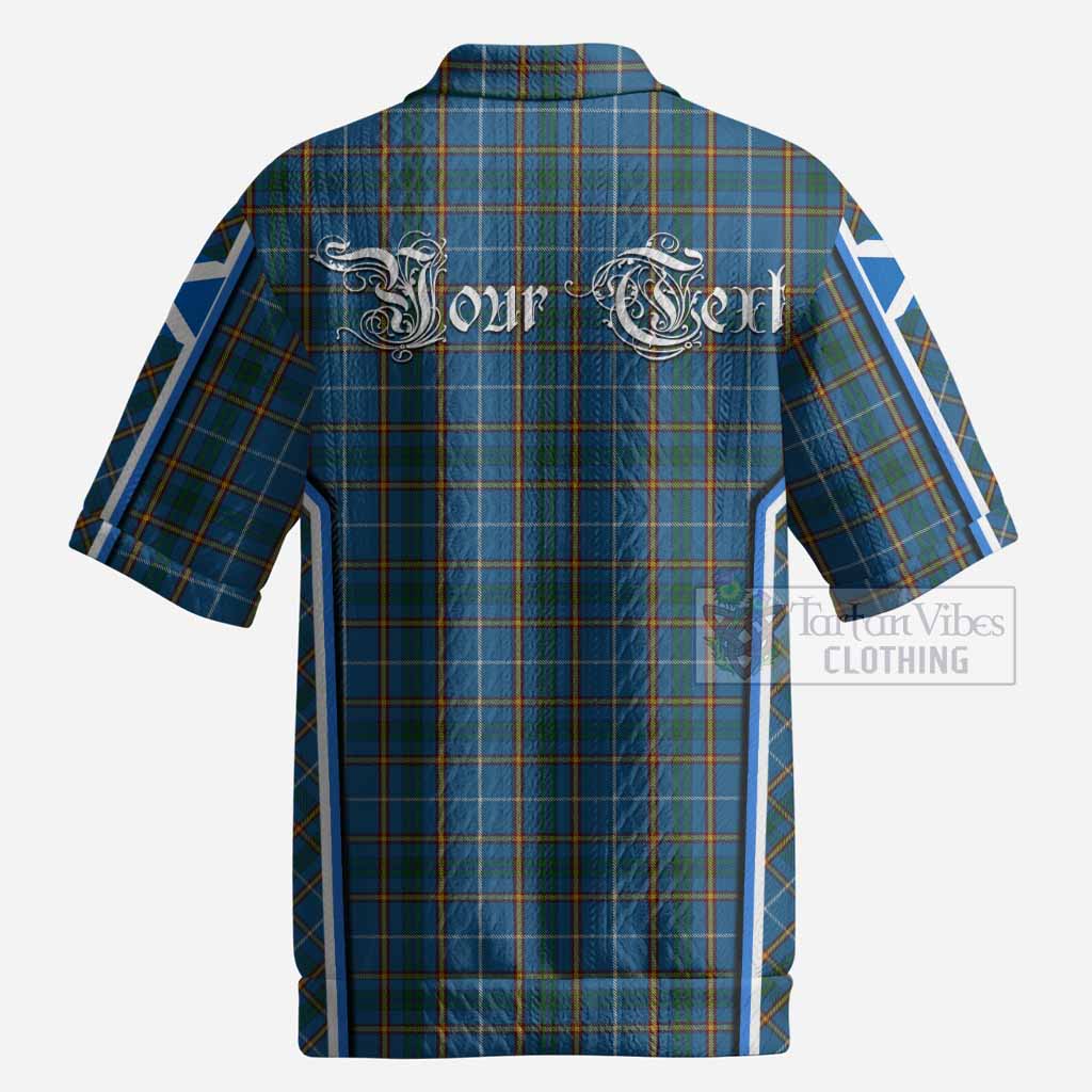 Bain Tartan Crest Men’s Polo Sweater Top Scotland Coat of Arm Flag Style