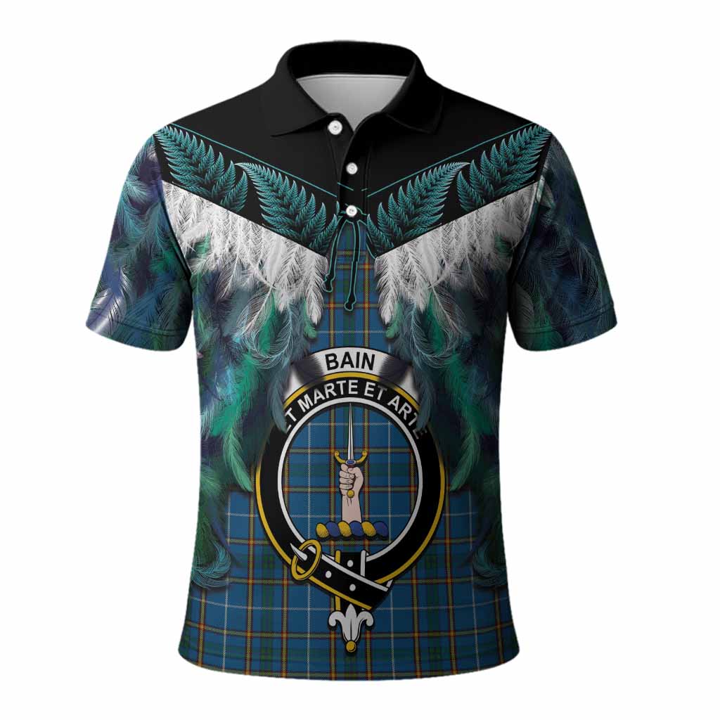 Bain Tartan Crest Polo Shirt New Zealand Maori Korowai Cloak