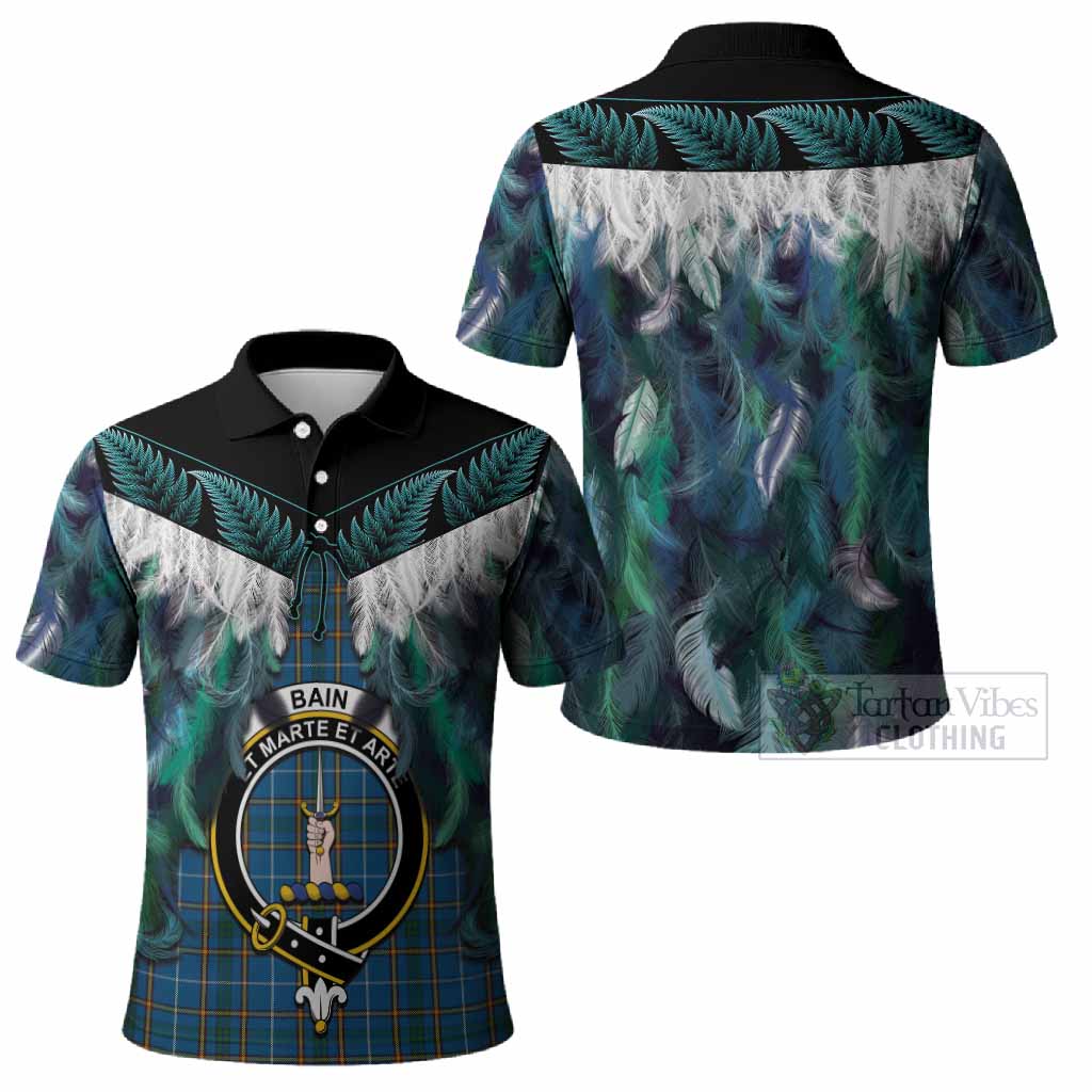 Bain Tartan Crest Polo Shirt New Zealand Maori Korowai Cloak