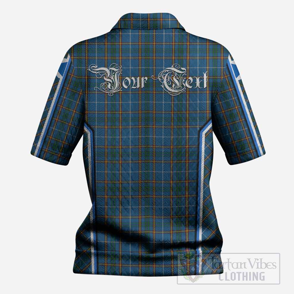 Bain Tartan Crest Women’s Polo Sweater Top Scotland Coat of Arm Flag Style