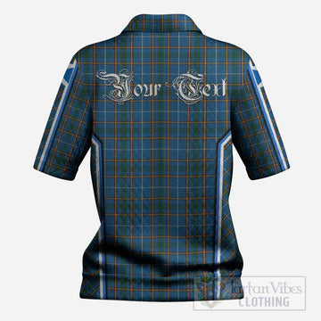 Bain Tartan Crest Women’s Polo Sweater Top Scotland Coat of Arm Flag Style