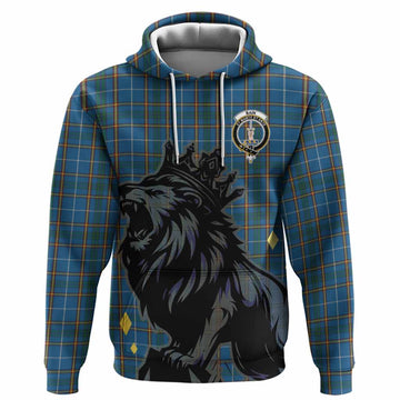 Bain Tartan Family Crest Hoodie Crowned Lion Roaring