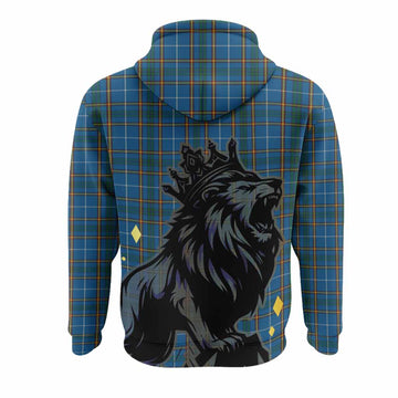 Bain Tartan Family Crest Hoodie Crowned Lion Roaring