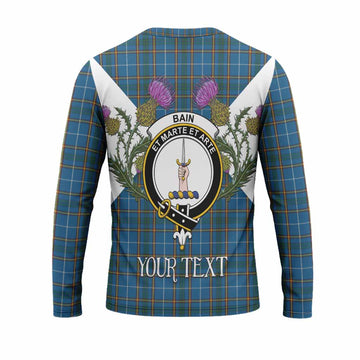Bain Tartan Family Crest Long Sleeve T-Shirt Scottish Burns Night Thistle Floral