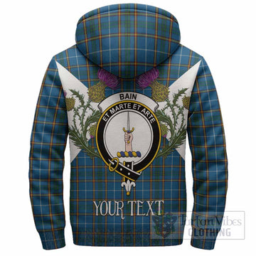 Bain Tartan Family Crest Sherpa Hoodie Scottish Burns Night Thistle Floral