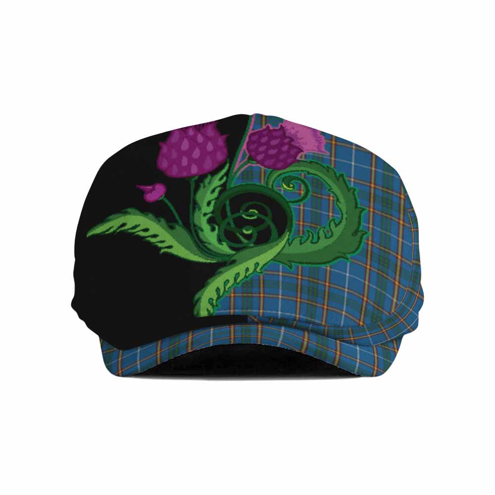 Bain Tartan Flat Cap, Jeff Cap Traditional Scottish Thistle