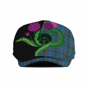 Bain Tartan Flat Cap, Jeff Cap Traditional Scottish Thistle