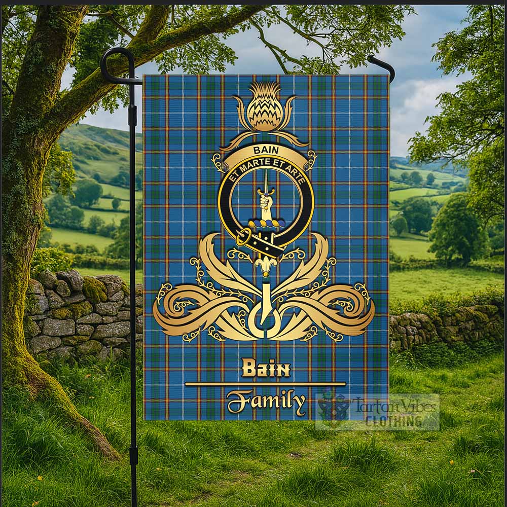 Bain Tartan Garden Flag with Highland Thistle Cherish Family Crest Style - Tartan Vibes Clothing