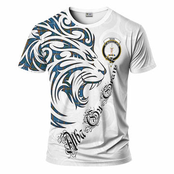 Bain Tartan Lion Roar T-Shirt Alba Gu Brath with Celtic Motifs