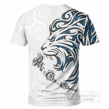 Bain Tartan Lion Roar T-Shirt Alba Gu Brath with Celtic Motifs