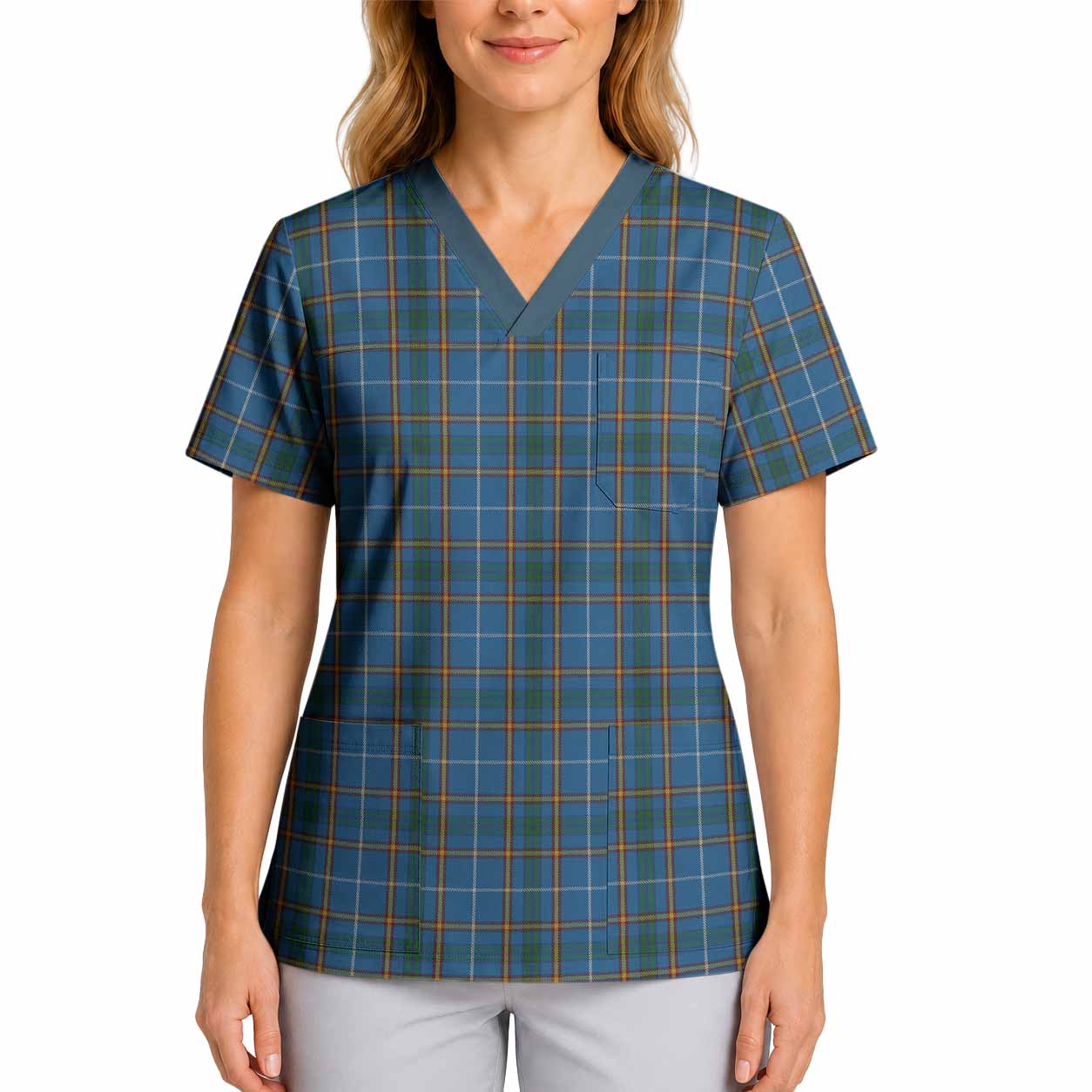 Bain Tartan Scrub Top 4XL - Tartan Vibes Clothing