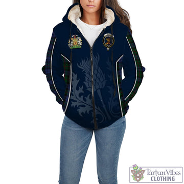 Baird Tartan Sherpa Hoodie with Family Crest and Scottish Thistle Vibes Sport Style