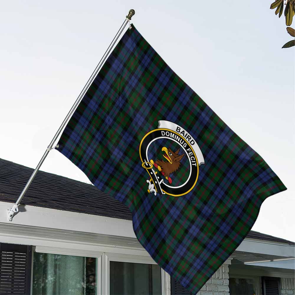 Tartan Vibes Clothing Baird Tartan House Flag with Family Crest