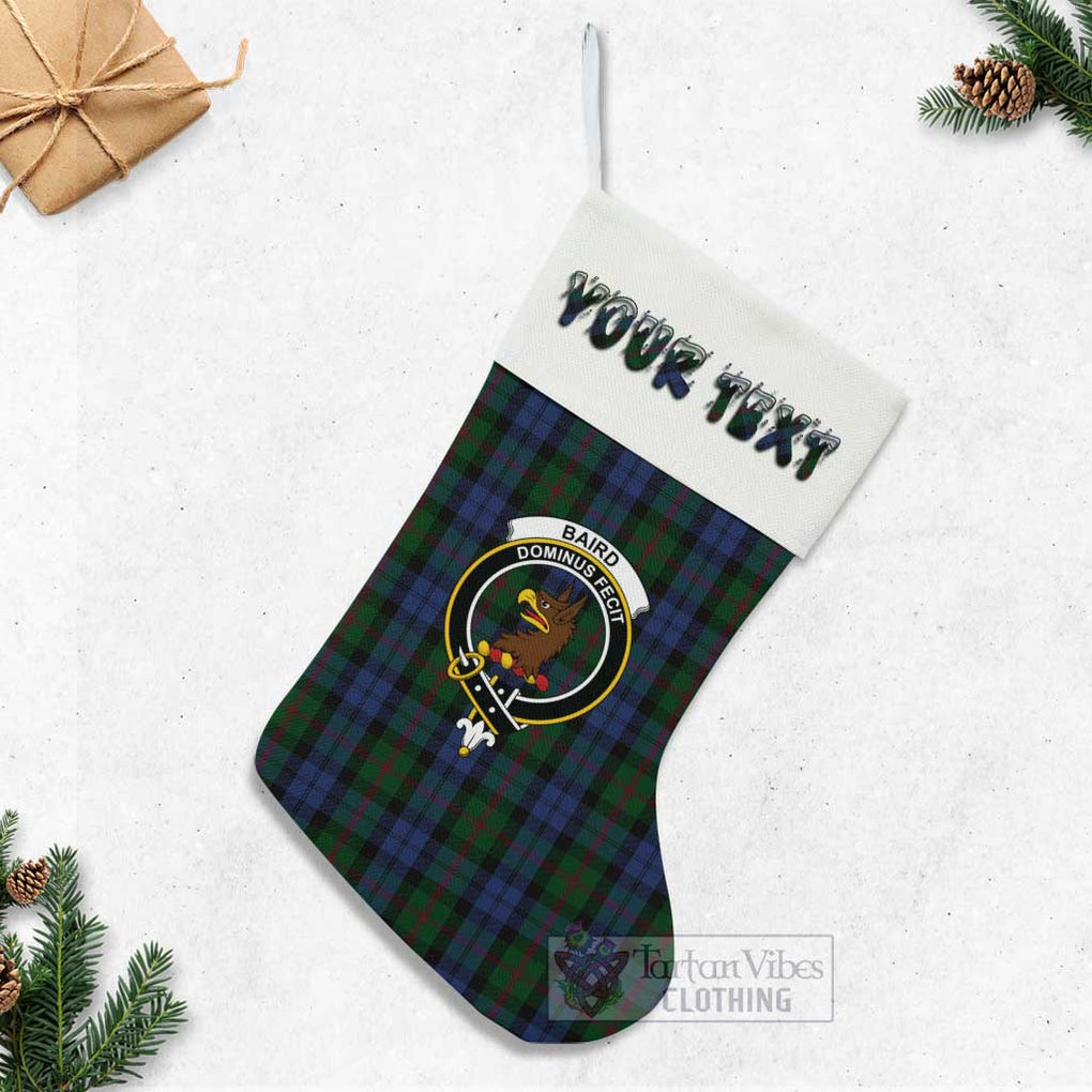 Tartan Vibes Clothing Baird Tartan Family Crest Christmas Stocking with Personalized Text