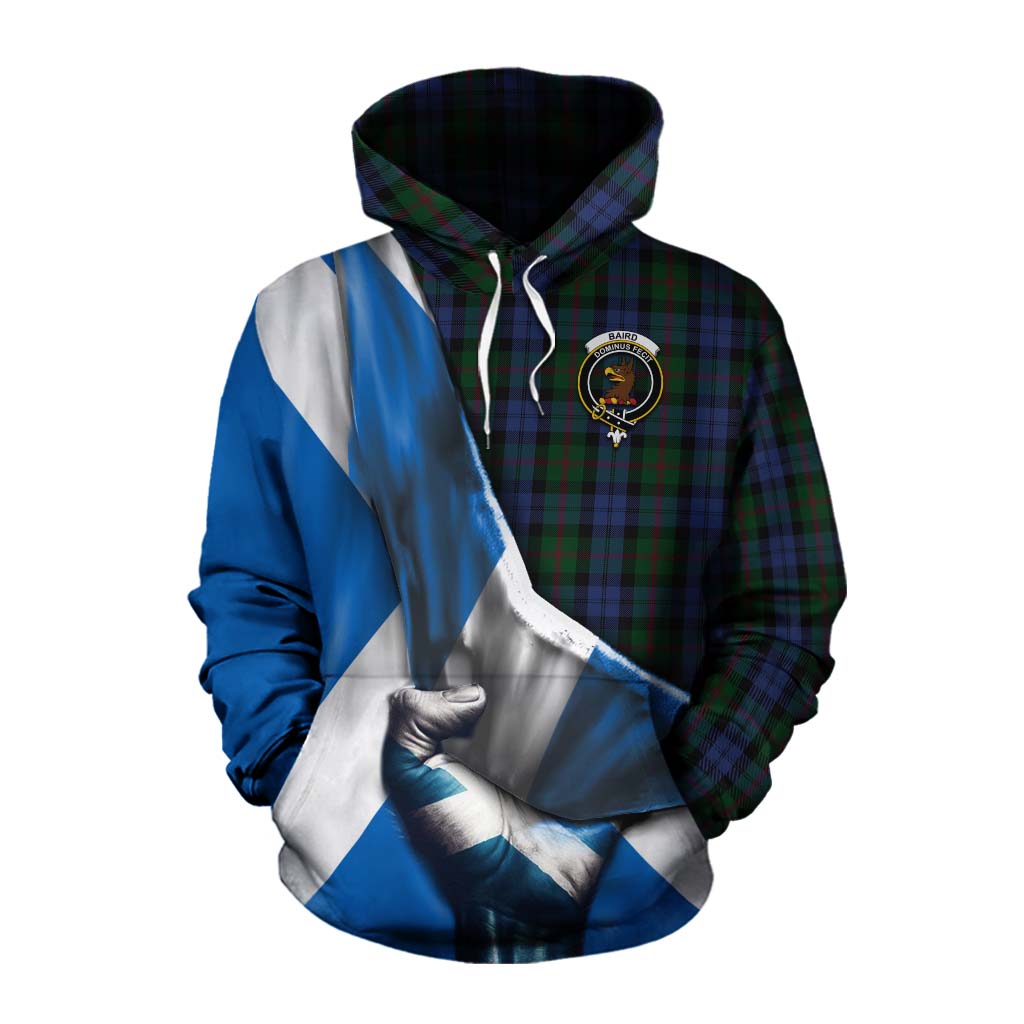 Tartan Vibes Clothing Baird Tartan Cotton Hoodie with Family Crest Scotland Patriotic Style