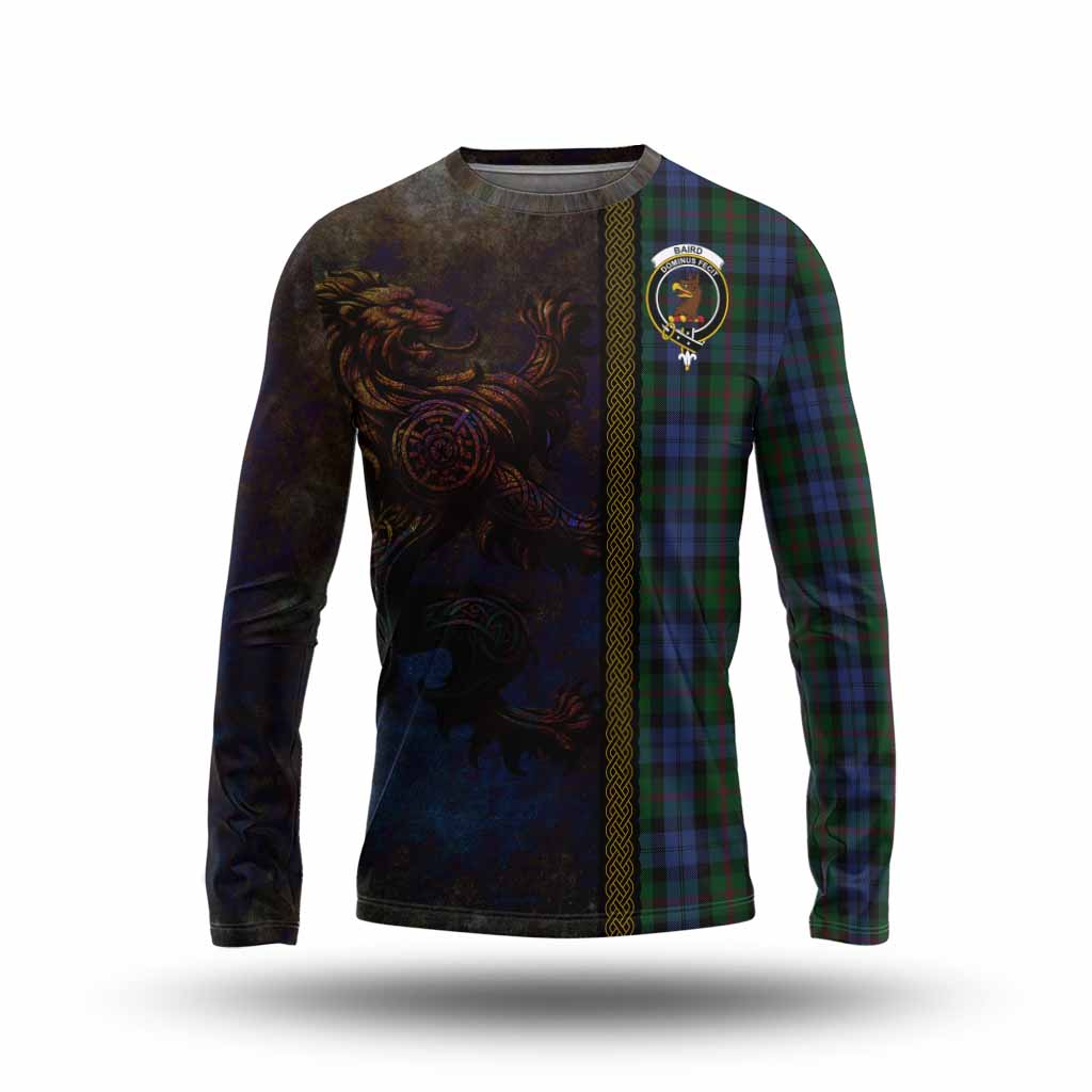 Tartan Vibes Clothing Baird Tartan Family Crest Long Sleeve T-Shirt Alba Gu Brath Be Brave Lion Ancient Style
