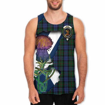 Tartan Vibes Clothing Baird Tartan Family Crest Men's Tank Top Scottish Thistle Celtic Inspired
