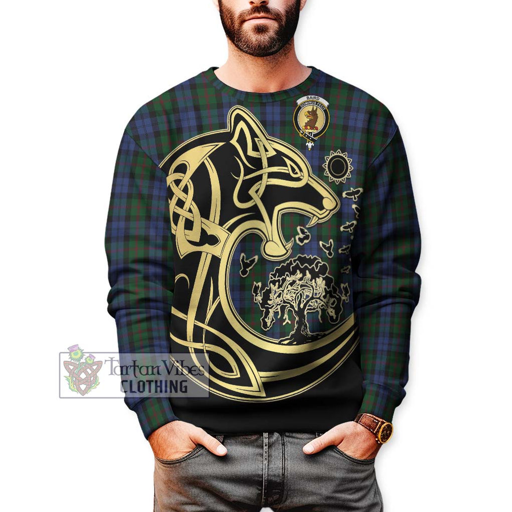 Baird Tartan Sweatshirt with Family Crest Celtic Wolf Style Unisex - Tartan Vibes Clothing