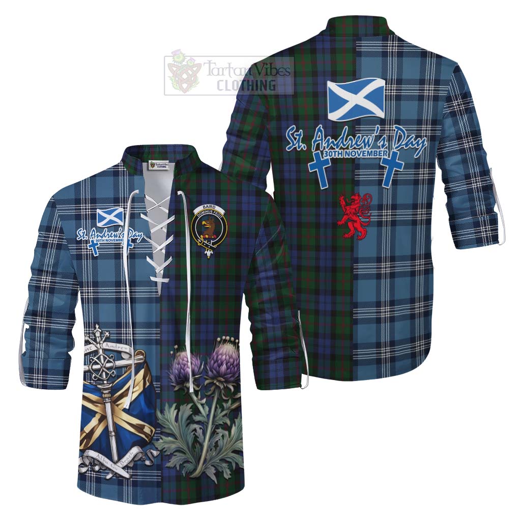 Tartan Vibes Clothing Baird Tartan Ghillie Kilt Shirt Happy St. Andrew's Day Half Tartan Style