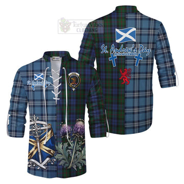 Tartan Vibes Clothing Baird Tartan Ghillie Kilt Shirt Happy St. Andrew's Day Half Tartan Style