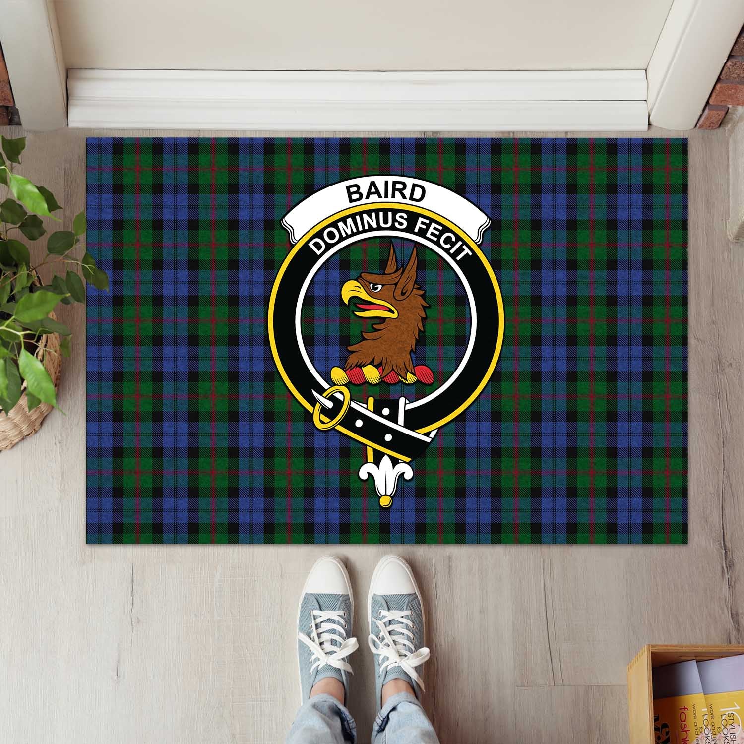 Baird Tartan Door Mat with Family Crest - Tartanvibesclothing