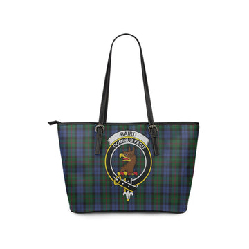 Baird Tartan Leather Tote Bag with Family Crest