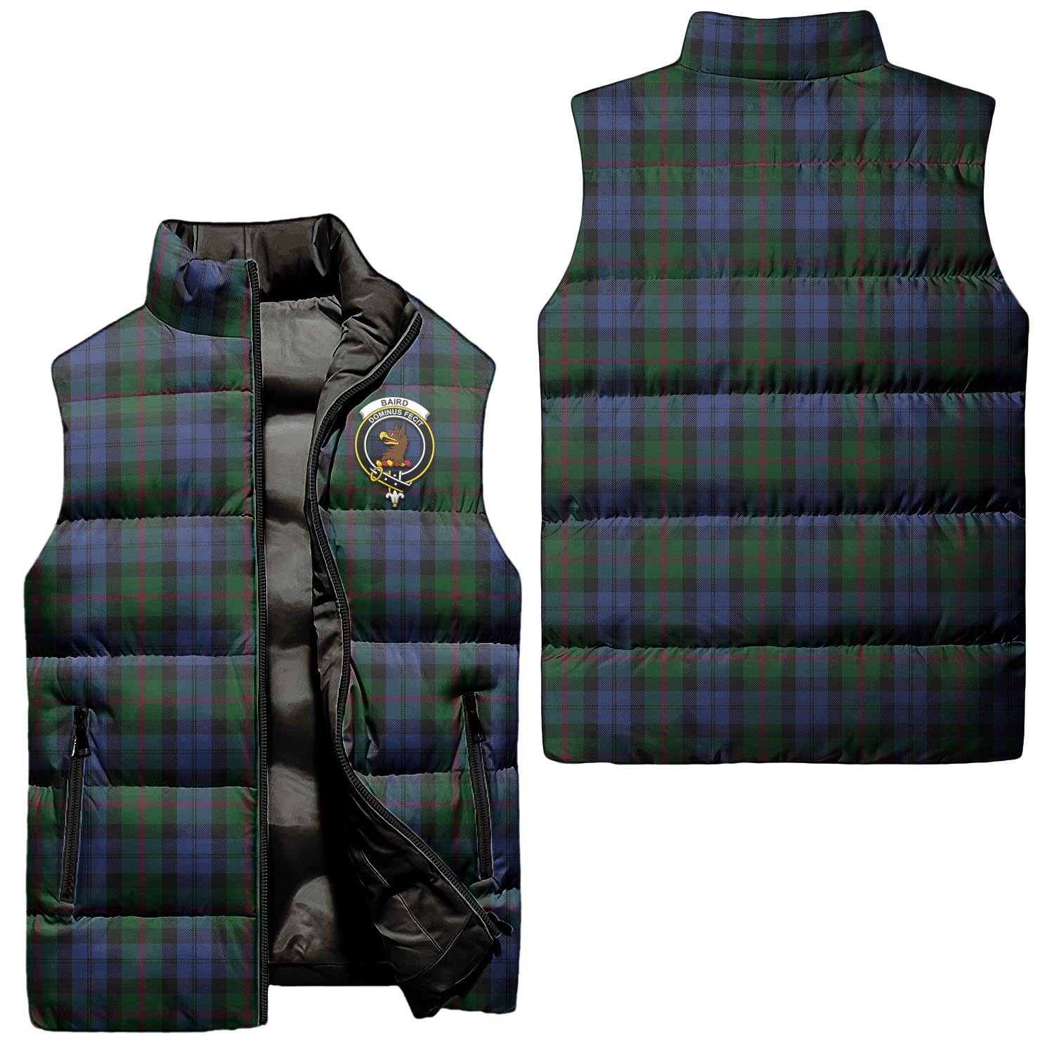 Baird Tartan Sleeveless Puffer Jacket with Family Crest Unisex - Tartan Vibes Clothing