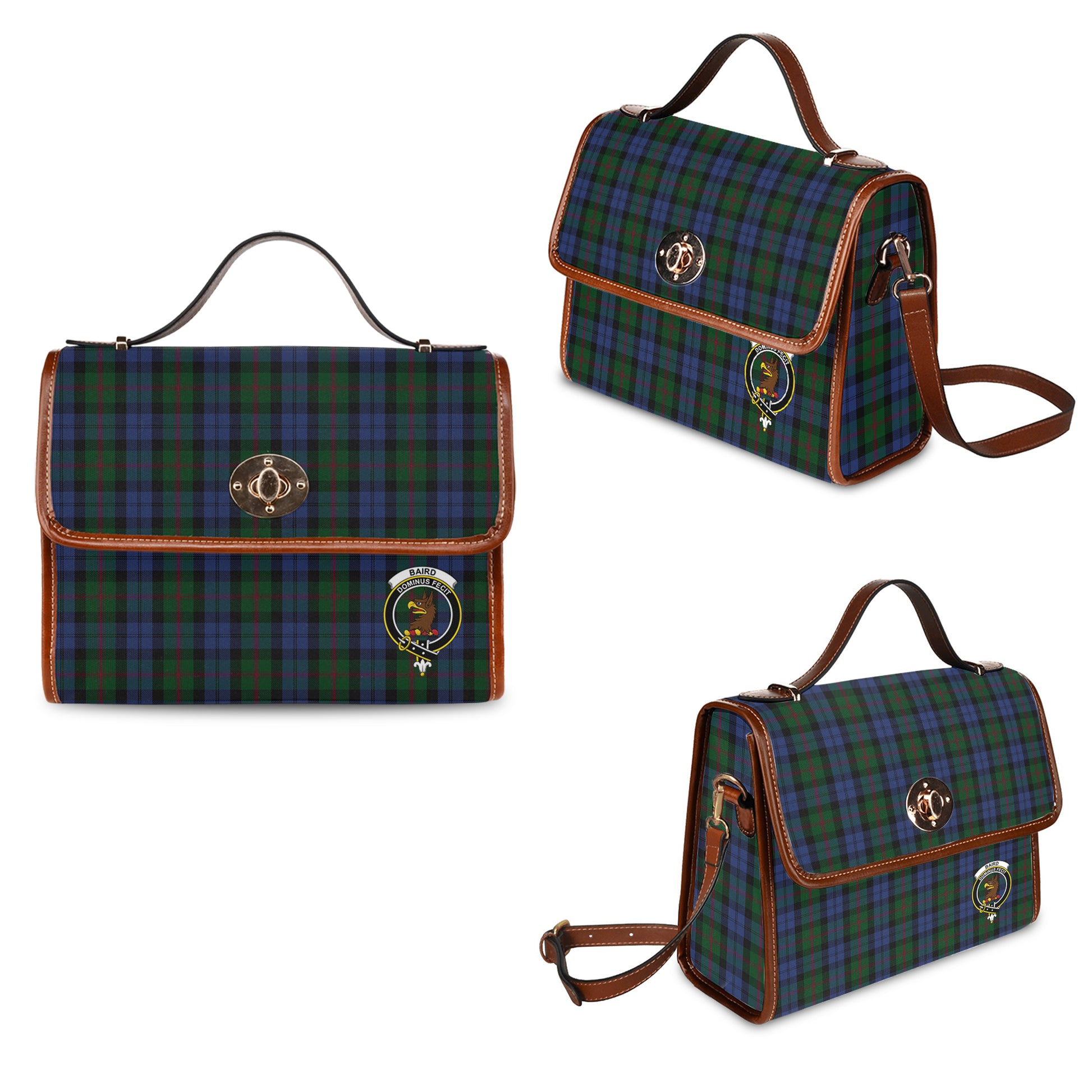 Baird Tartan Leather Strap Waterproof Canvas Bag with Family Crest One Size 34cm * 42cm (13.4" x 16.5") - Tartanvibesclothing