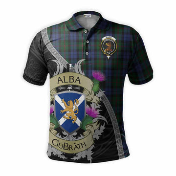 Baird Tartan Family Crest Polo Shirt Lion Rampant Royal Thistle Shield Celtic Inspired